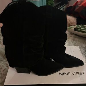 Nine West Black Heeled Boots for Women